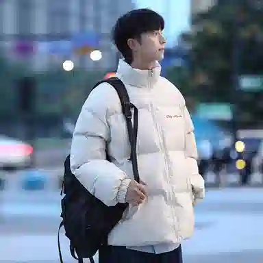 徐百货 复古潮流简约上衣外套高级感艺术签名字母基础款美式高街宽松面包服痞帅百搭棉服 男女同款