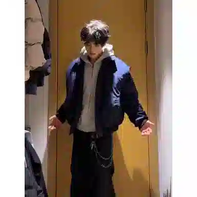 北欧攻略 美式复古潮流百搭翻领短款飞行员夹克 男女同款