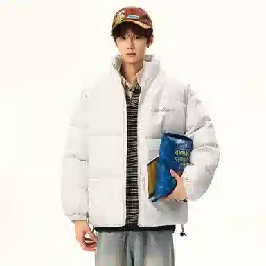 徐百货 复古潮流简约上衣外套高级感艺术签名字母基础款美式高街宽松面包服痞帅百搭棉服 男女同款