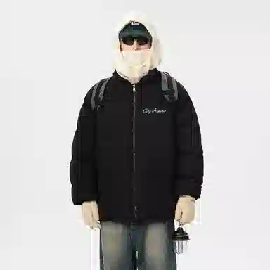 徐百货 复古潮流简约上衣外套高级感艺术签名字母基础款美式高街宽松面包服痞帅百搭棉服 男女同款