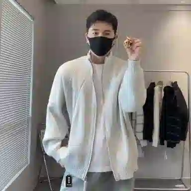 悍戈 美式复古慵懒风立领拉链开衫春秋季休闲百搭高级感穿搭针织衫 男女同款