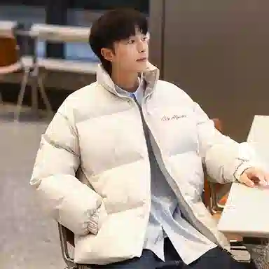 徐百货 复古潮流简约上衣外套高级感艺术签名字母基础款美式高街宽松面包服痞帅百搭棉服 男女同款