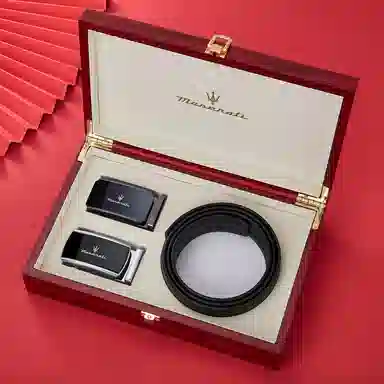 Maserati Belt Set Gunmetal Double Buckle