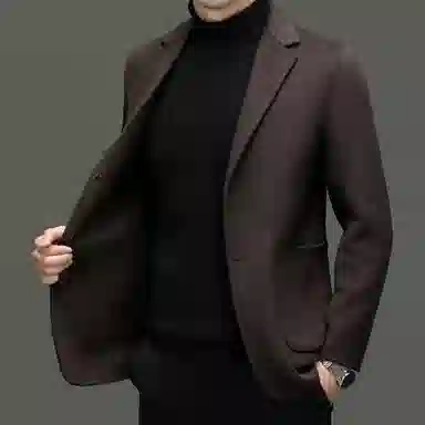 时尚优雅保暖男士羊毛毛呢双面尼外套西装 男款