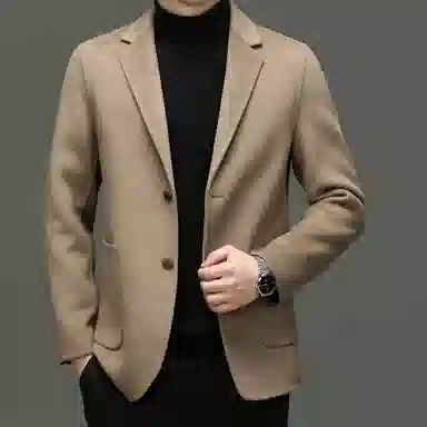 时尚优雅保暖男士羊毛毛呢双面尼外套西装 男款