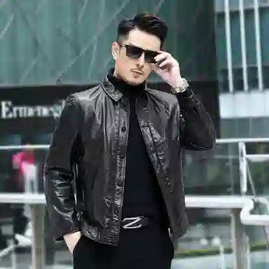 美式复古高档轻奢头层牛皮潮流工装皮夹克皮衣 男款