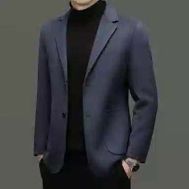 时尚优雅保暖男士羊毛毛呢双面尼外套西装 男款