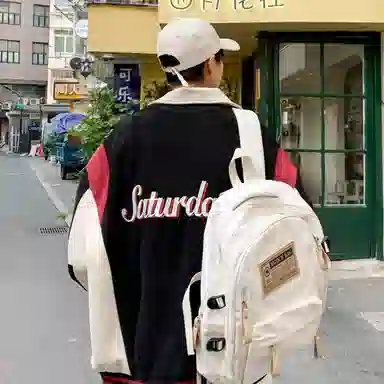 寻星记 春秋款美式复古撞色拼色宽松柔软情侣休闲鹿皮绒外套夹克 男女同款