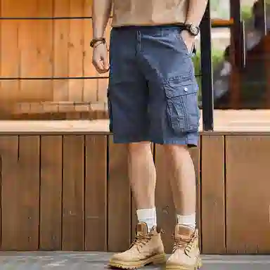 微牛 美式复古工装裤宽松五分裤休闲短裤 男款