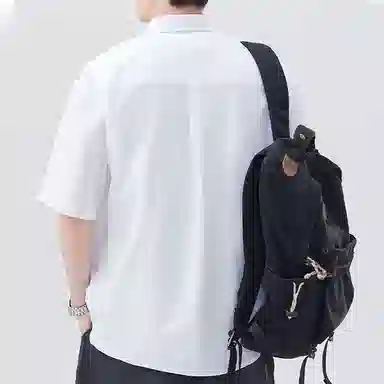 微牛 凉感棉麻透气短袖日系复古夏季设计感中国风翻领衬衣男衬衫 男款