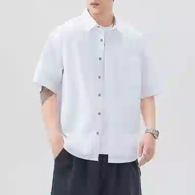 微牛 凉感棉麻透气短袖日系复古夏季设计感中国风翻领衬衣男衬衫 男款