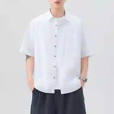 微牛 凉感棉麻透气短袖日系复古夏季设计感中国风翻领衬衣男衬衫 男款