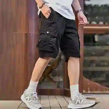 微牛 美式复古工装裤宽松五分裤休闲短裤 男款