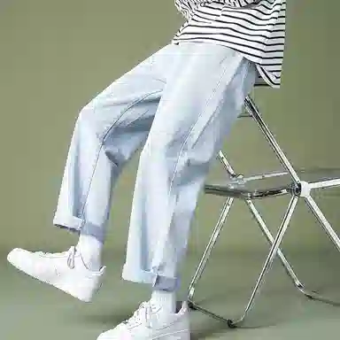 PWUE Ice Blue Straight Crop Pants