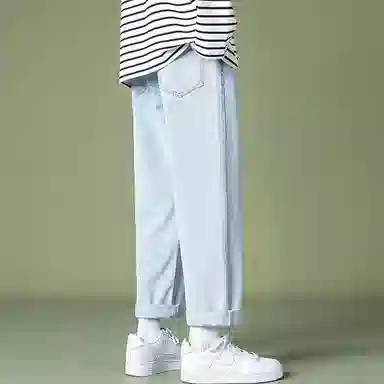 PWUE Ice Blue Straight Crop Pants