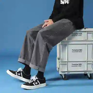 PWUE Ice Blue Straight Crop Pants