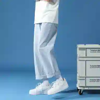 PWUE Ice Blue Straight Crop Pants