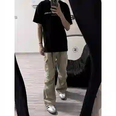 虫小绿 美式多口袋伞兵裤高街痞帅宽松直筒阔腿百搭潮流日常通勤工装裤 男女同款
