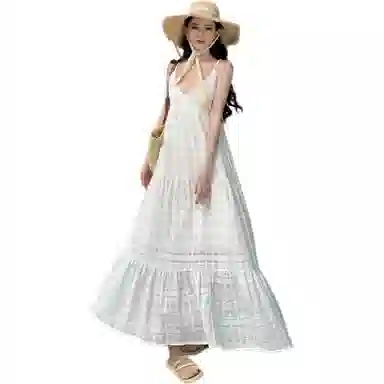 黛尔佳人 露背裙子女士长裙迷人 无袖连衣裙 女款