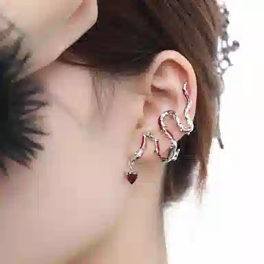 阿葱饰品 新中式国潮蛇形设计个性独特时尚潮流复古风精致优雅小众设计奢华感 街头嘻哈潮酷#好运 合金 耳环 女款