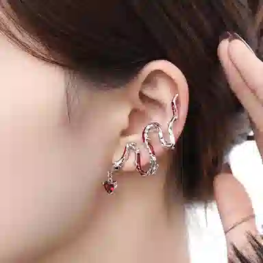 阿葱饰品 新中式国潮蛇形设计个性独特时尚潮流复古风精致优雅小众设计奢华感 街头嘻哈潮酷#好运 合金 耳环 女款
