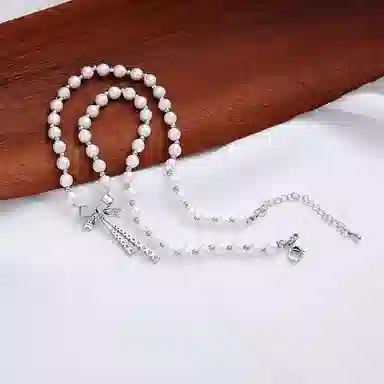 阿葱饰品 珍珠蝴蝶结 法式甜美优雅可爱 精致轻奢小众设计时尚百搭显白锁骨链高级感#好运 合金 项链 女款