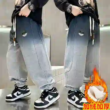 休闲渐变酷拽宽松针织加厚裤裤子 冬