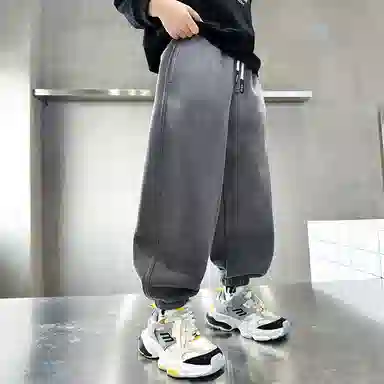 时尚帅气加绒渐变字母印花加厚运动裤 冬