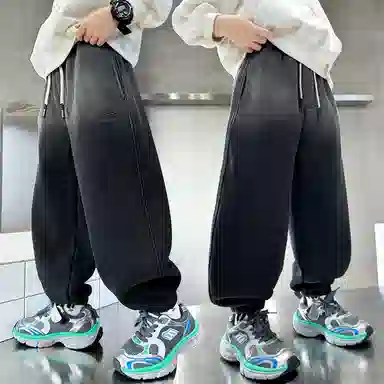 时尚帅气加绒渐变字母印花加厚运动裤 冬