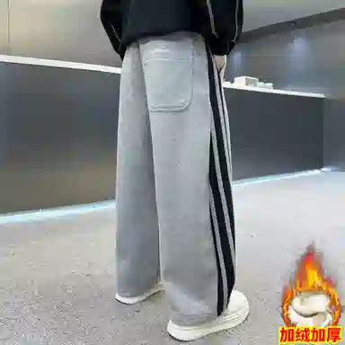 舒适条纹加绒男童裤子 春秋