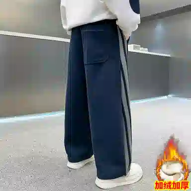 舒适条纹加绒男童裤子 春秋
