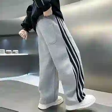 舒适条纹加绒男童裤子 春秋