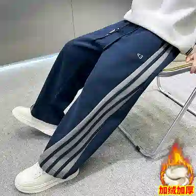 舒适条纹加绒男童裤子 春秋