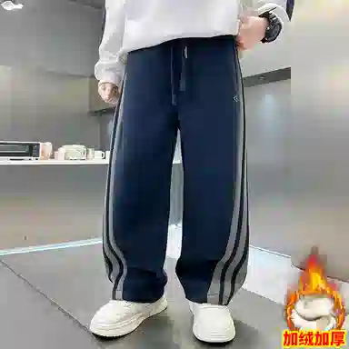 舒适条纹加绒男童裤子 春秋