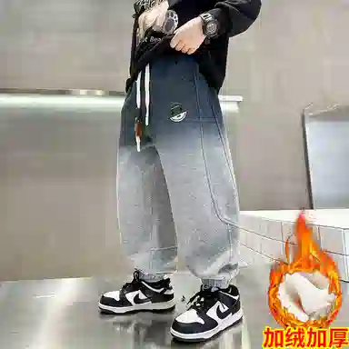 休闲渐变酷拽宽松针织加厚裤裤子 冬