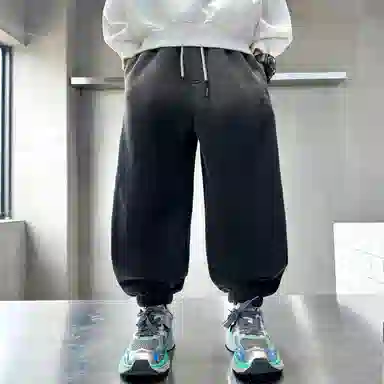 时尚帅气加绒渐变字母印花加厚运动裤 冬