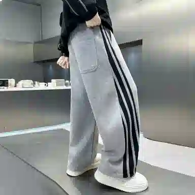 舒适条纹加绒男童裤子 春秋