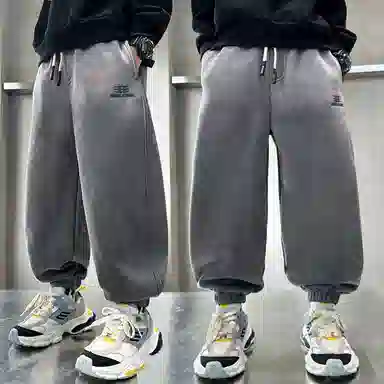 时尚帅气加绒渐变字母印花加厚运动裤 冬