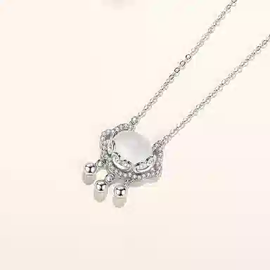 【凉玉消暑|高品质冰透IS999银】中国 银世城 祥云如意平安锁 转运温柔气质有钱花福禄吉祥好运不过敏#好运 玉髓 项链 男女同款情侣款