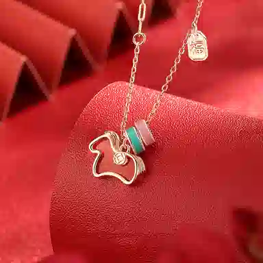 「马上有钱」中国 银世城 福运钱程 八方来财 平安如意 福气常伴财运滚滚 小众轻奢高级感锁骨好运 玛瑙 项链 女款