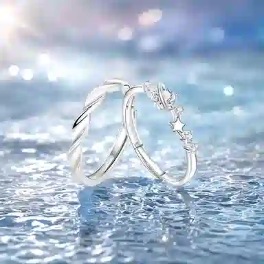 【恋爱约定|S999银】中国 银世城 爱恋星球对戒 开口可调节精致浪漫日常百搭 高级感清纯女大#好运 足银 戒指 男女同款情侣款 礼遇礼盒