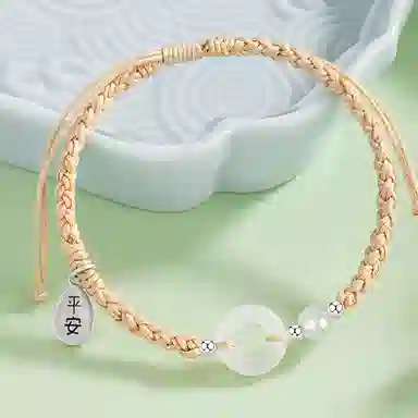 银世城 平安扣 新中式国潮平安扣手饰喜乐 玉髓 手绳 男女同款情侣款