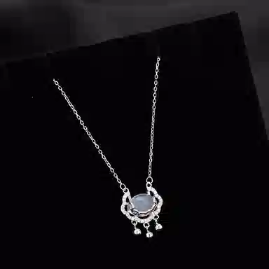 【凉玉消暑|高品质冰透IS999银】中国 银世城 祥云如意平安锁 转运温柔气质有钱花福禄吉祥好运不过敏#好运 玉髓 项链 男女同款情侣款