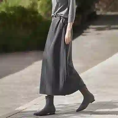 佐塞斯 纯色宽松适中高腰休闲长裙 女款