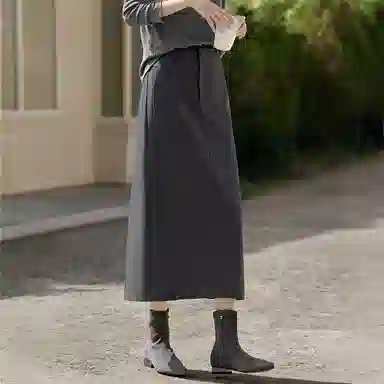 佐塞斯 纯色宽松适中高腰休闲长裙 女款