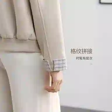 佐塞斯 高端品质轻奢仿麂皮绒短外套秋季高级感格纹时尚休闲上衣秋冬 棒球服 女款