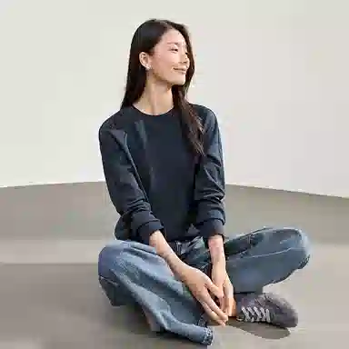 佐塞斯 高端品质轻奢双面棉纯色圆领秋季时尚休闲百搭长袖内搭上衣卫衣 女款