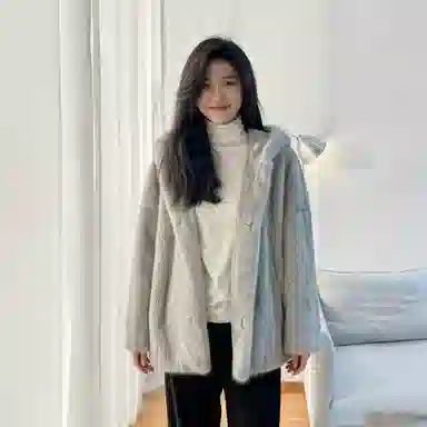 佐塞斯 高端品质轻奢天鹅绒水貂外套貂皮大衣女整貂短款连帽裘皮时尚冬季皮草 女款