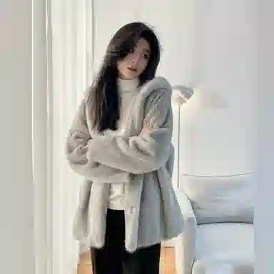 佐塞斯 高端品质轻奢天鹅绒水貂外套貂皮大衣女整貂短款连帽裘皮时尚冬季皮草 女款