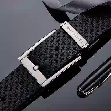 ELLE HOMME Business Leather Belt Gunmetal 3.3cm